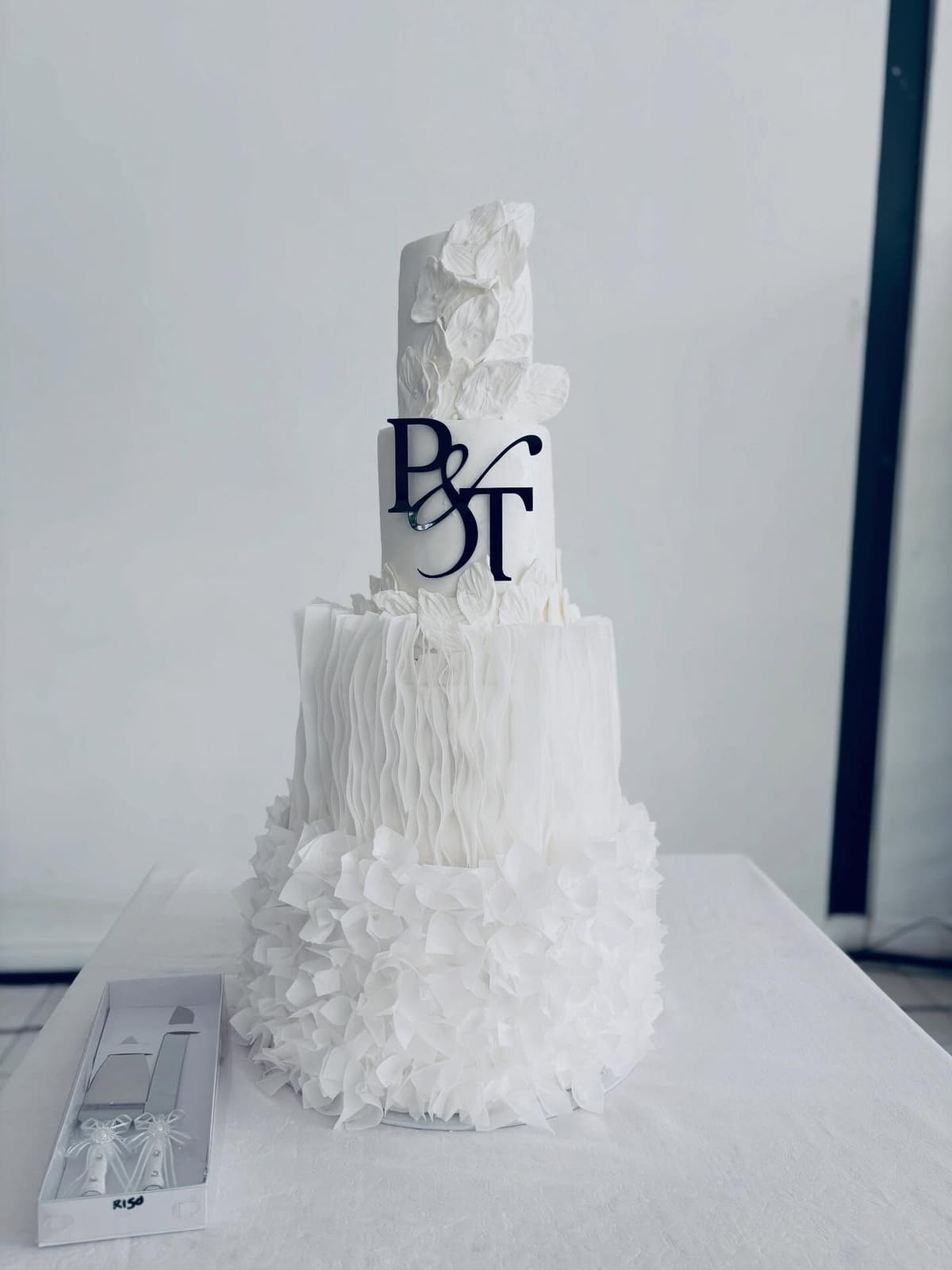 White Ruffle Wedding Cake by Baked by Mono